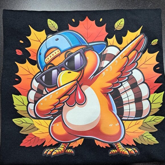 Dabbing Turkey Tee (Youth Medium, Black, Gildan Heavy Cotton) - Picture 1 of 5